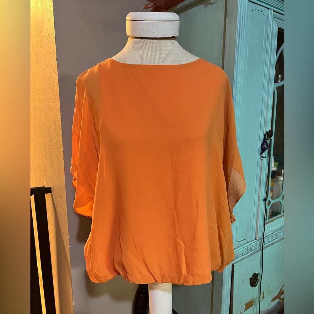 Alice + Olivia Orange Silk Blouse shirt Top Medium
